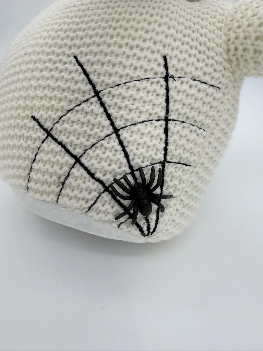 Halloween Weighted Ghost Plush Pillow 3D Spider Waffle Knit EMB Spider Web 12”